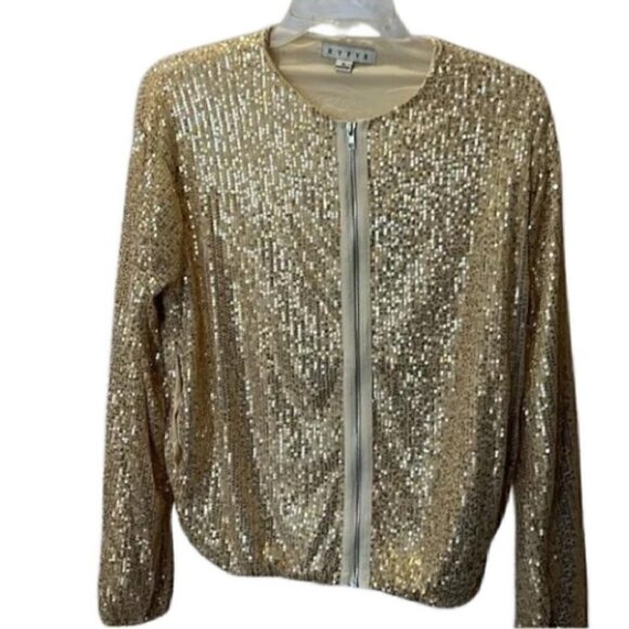 HYFVE Jacket Gold Glitter Sequin Women's Small - Picture 2 of 6